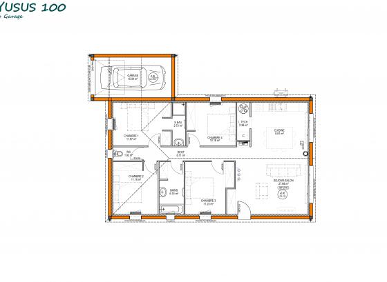 Plan maison design yuzus-100m2-garage