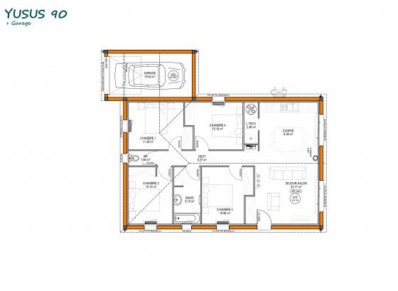 Plan-maison design yuzus-90m2
