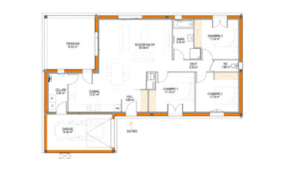 plan de maison contemporaine plain pied 115 m2