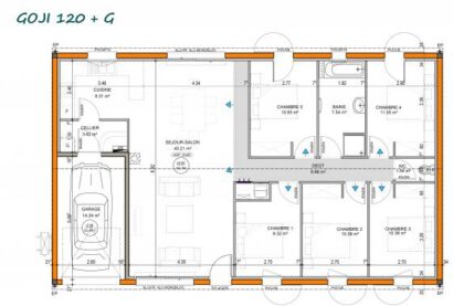 Plan maison contemporaine goji 120m2 avec garage