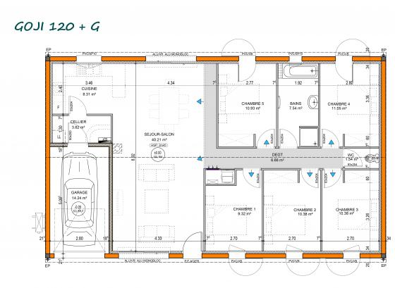 Plan maison contemporaine goji 120m2 avec garage