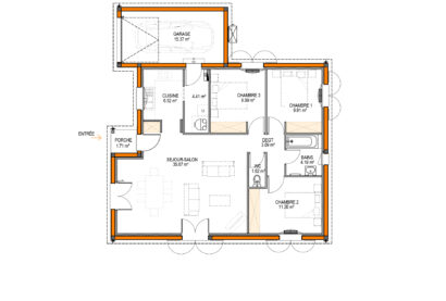 Plan maison moderne 3 chambres 86 m2