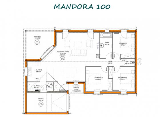 plan maison moderne mandora 100m2