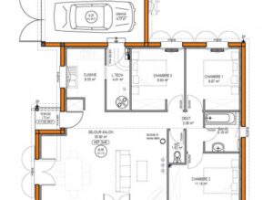 plan de maison moderne avec garage