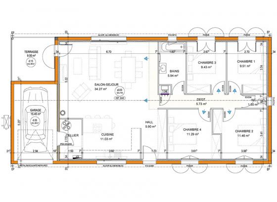 plan maison pomelos-110m2