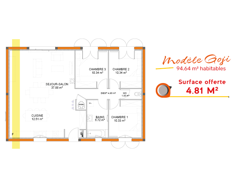 devenez propriétaire à Créon : plan de maison goji