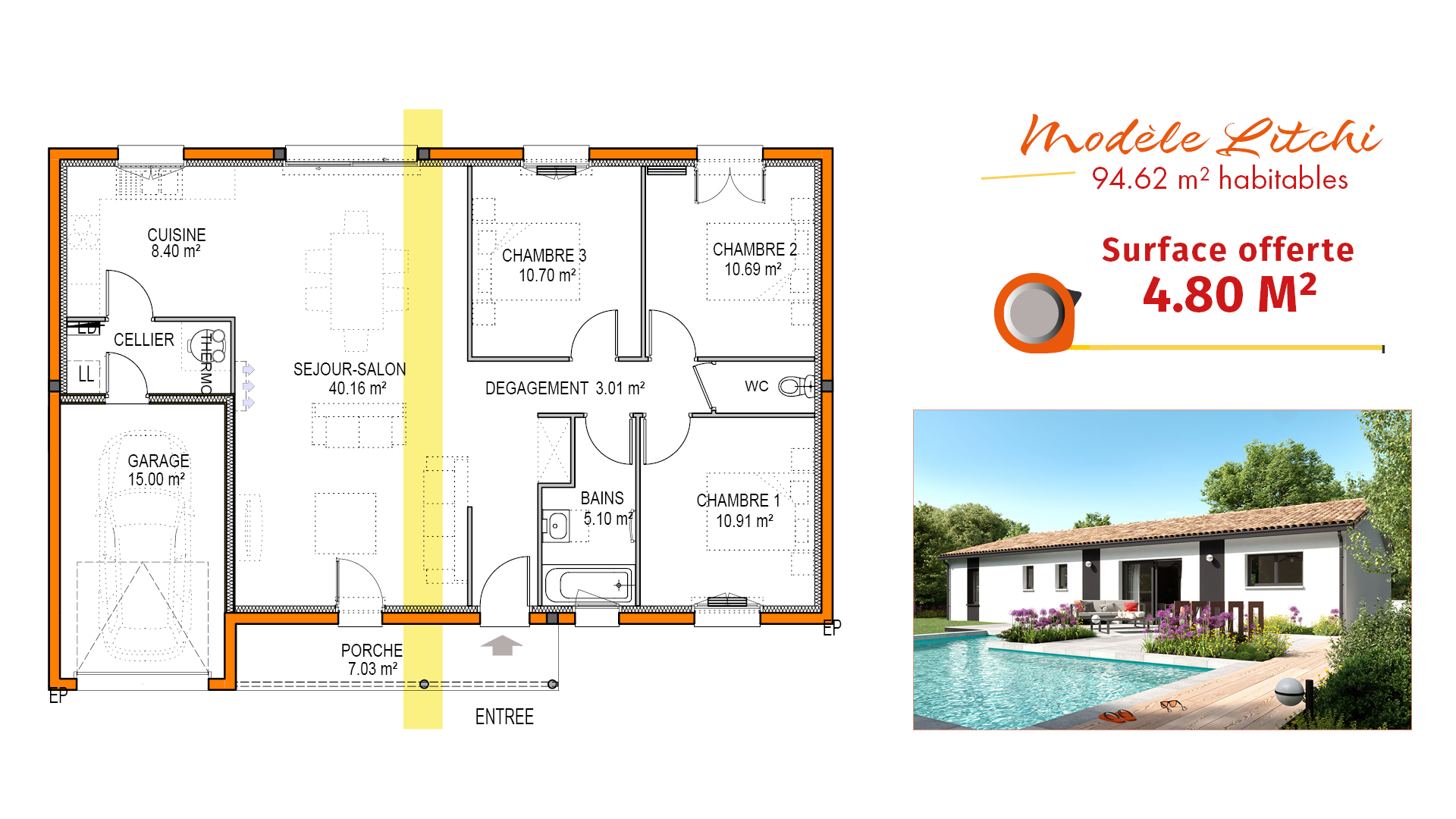 plan maison contemporaine 4 chambres litchi