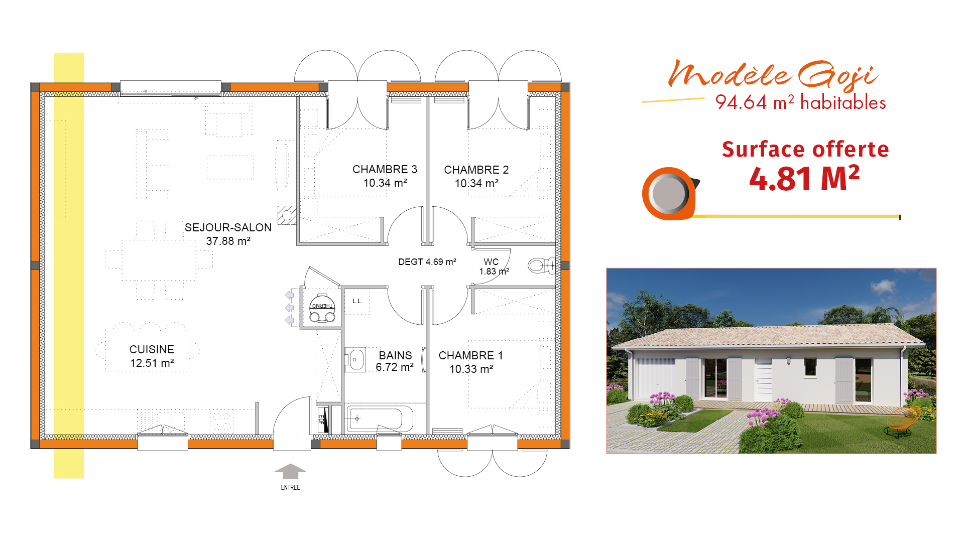 plan de maison plain 4 chambres Goji-1920