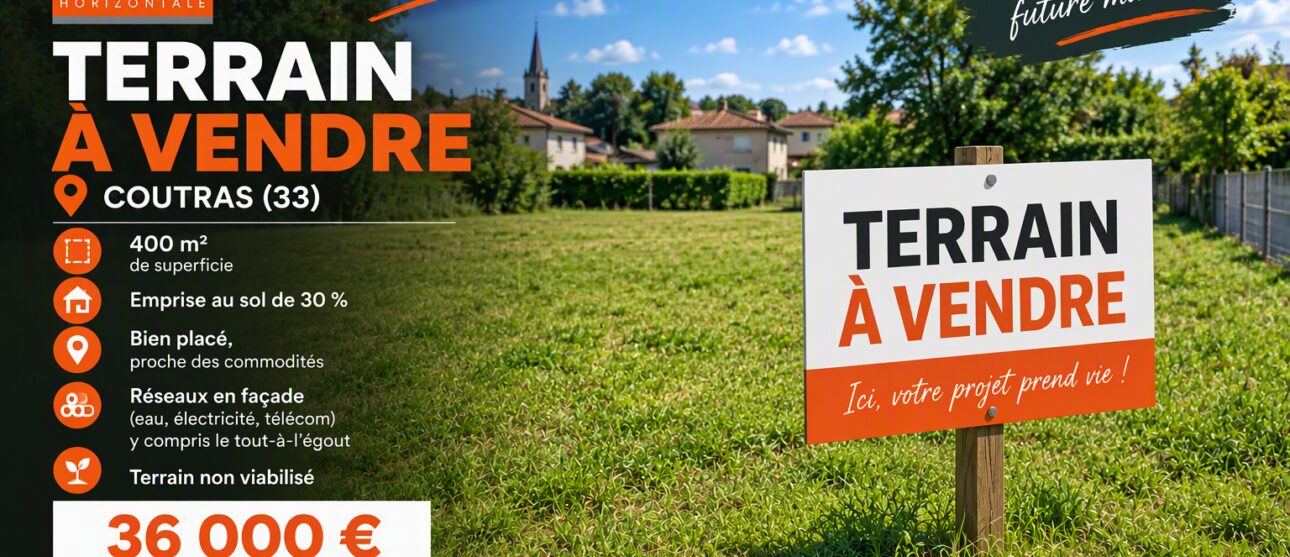 Terrain constructible Coutras  (Gironde 33)
