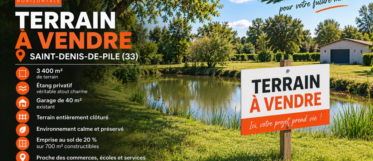 Terrain constructible Saint-denis-de-pile  (Gironde 33)