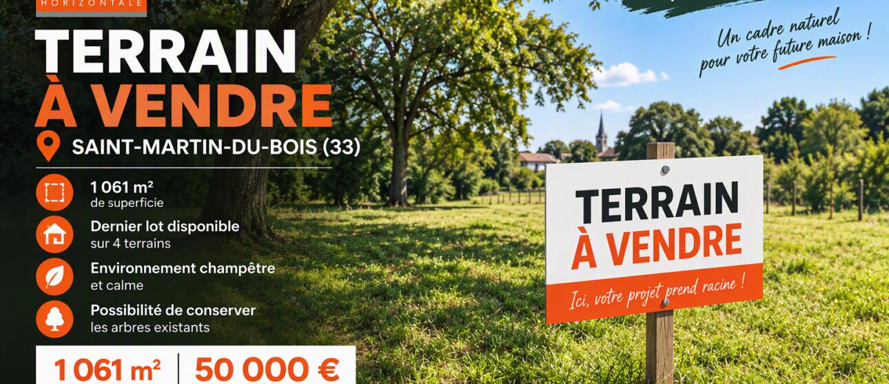Terrain constructible Saint-martin-du-bois  (Gironde 33)